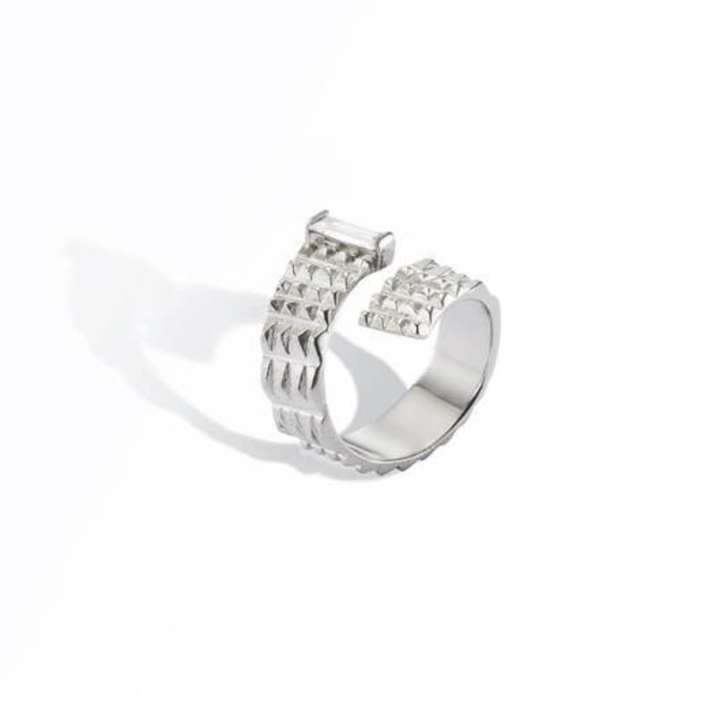 Sophy Rouge Modern Crocs Open White Gold Ring