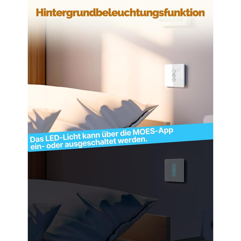 WiFi Smart 2.5D Arc Glass Touch Panel Curtain Switch for Roller Blinds Shutters APP Remote Control Work With Alexa Google Home