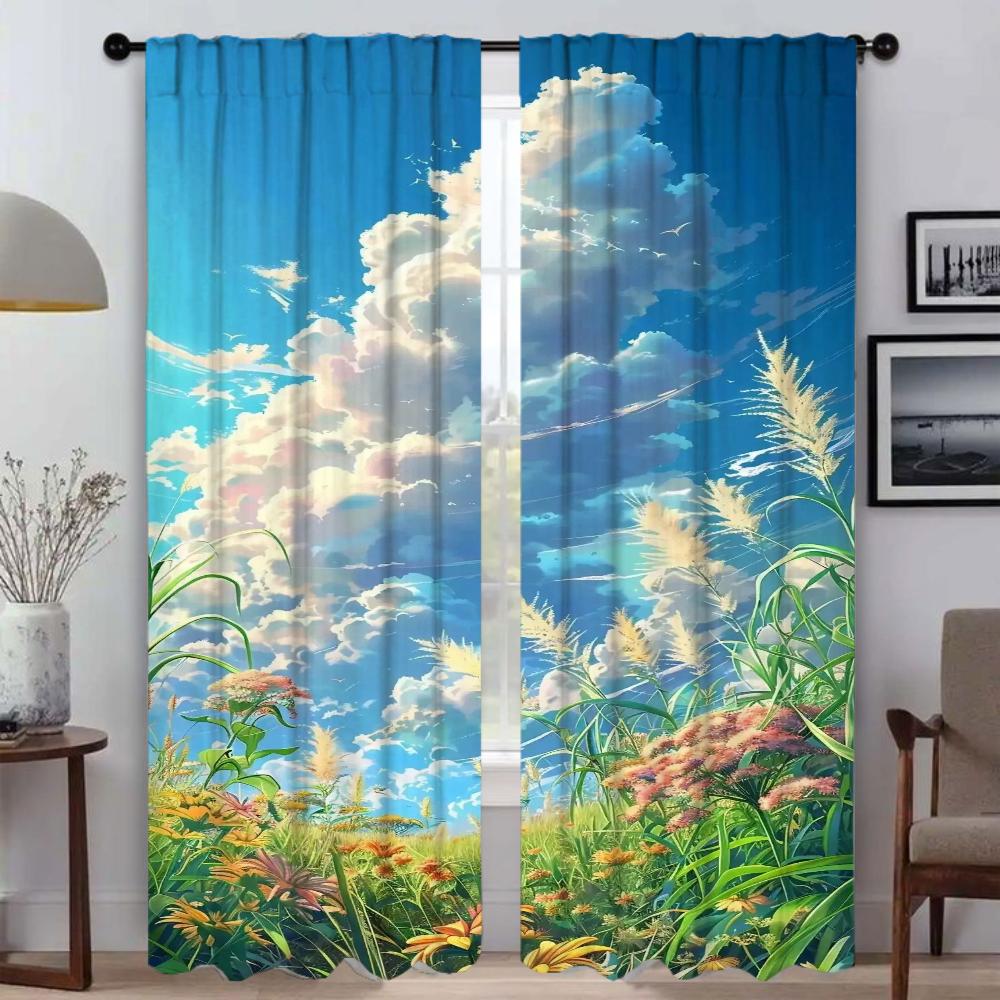 Summer Blackout Curtain for Room 2 Panel Tulle for Bedroom Kitchen Curtains Home Interior Curtains Partition Shades Living Child