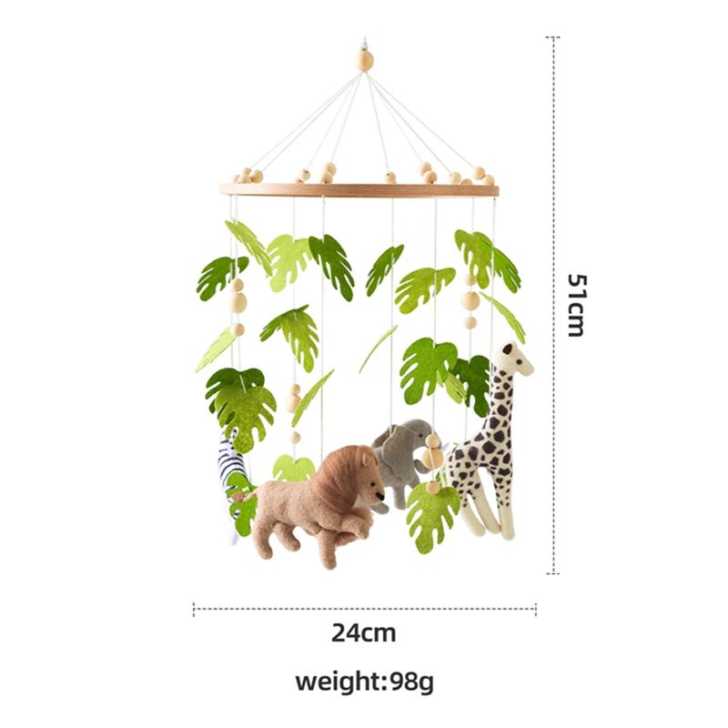 Baby Crib Mobile Rattle Toy For 0-12 Months Cartoon Felt Forest Animal Bed Bell Hanging Wooden Bracket Mobile Newbaby Rattle Toy
