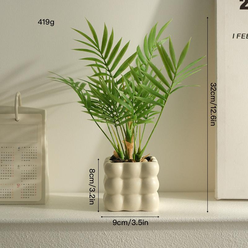 Decorative Artificial Potted Plant Small Size, Nordic Style Faux Green Bonsai for Indoor Desk Decor