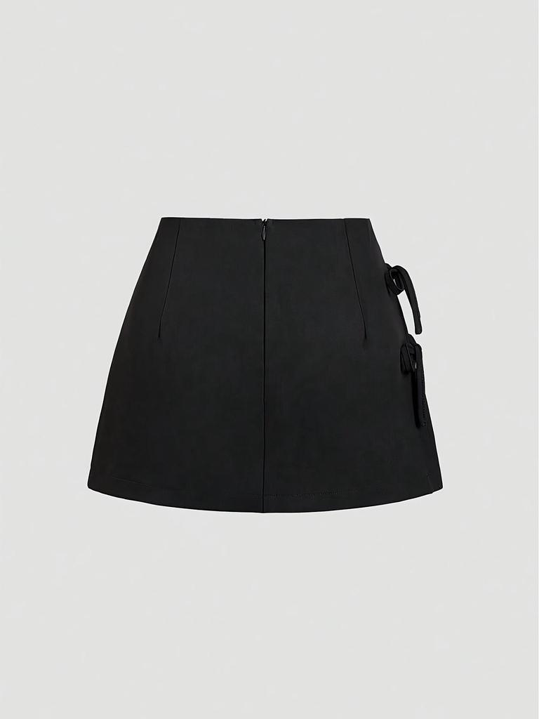 2026 Sexy Bow Tie Lace-Up A-Line Mini Skirt with Slit: Spring/Summer Essential