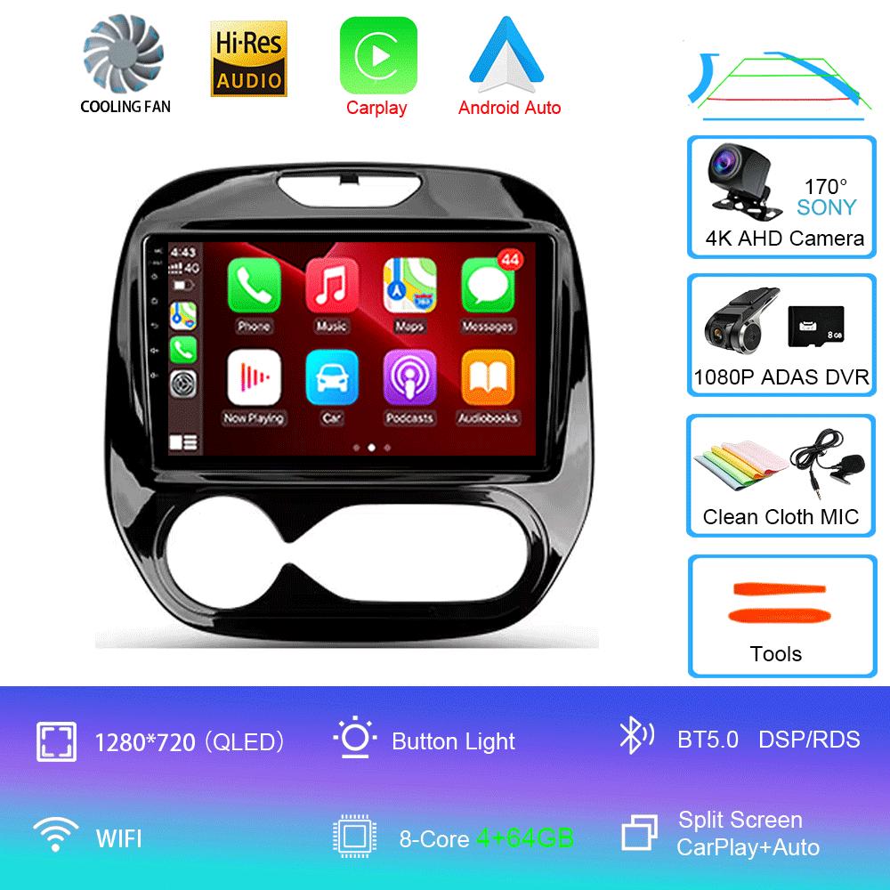 Car Radio Android 14 Carplay For Renault Kaptur Captur 2016 - 2019 Navigation GPS Multimedia Player WiFi+4G Stereo Video Auto BT