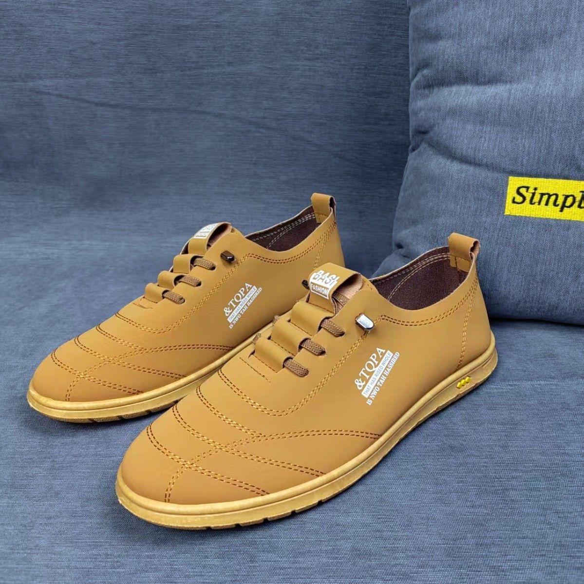 

Men s shoes fashion British style business casual shoes fashion versatile soft sole leather shoes breathable one pedal board shoes 44 верблюд