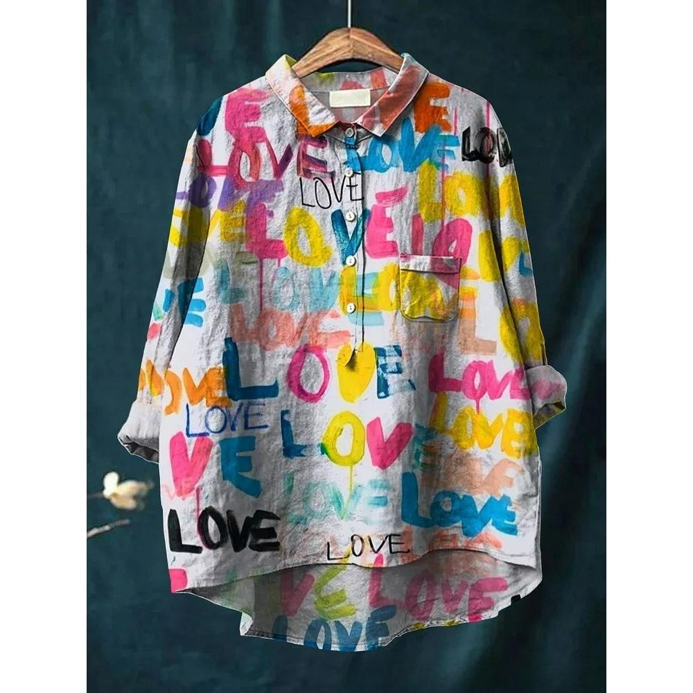 

Floral Print Autumn Women s Loose Lapel Casual Plus Size Women s Shirt 6XL