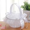 White Flower Girls Basket Simple Wedding Flower Basket  Bride Bridesmaid Hand Held Basket Wedding Ceremony Party Decorations Yes