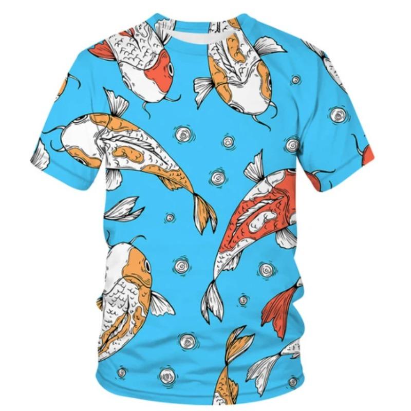 Men's 3D Printed T-Shirt Colorful Animal Plant Pattern Printing Short Sleeve O-Neck Pullover Casual Top