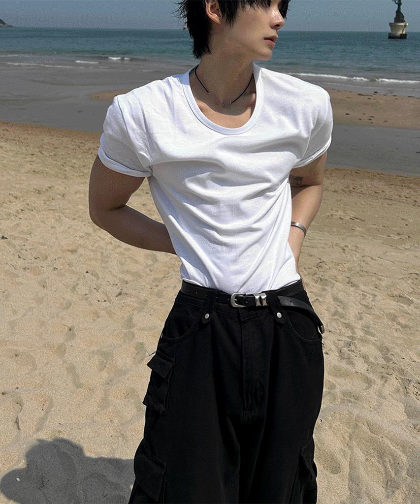 Siaosiko Crop Muscle Fit T-Shirt - White