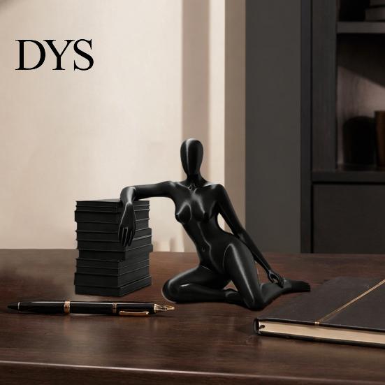 Women Desktop Ornament 3D Printed Abstract Figurine, Modern Female Body Art Statue, Minimalist Bookcase Decoration Leaning Book Sculpture for