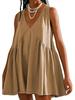 2025 European & American Women's V-Neck Sleeveless Pleated Pocket Dress - Spring/Summer Trend