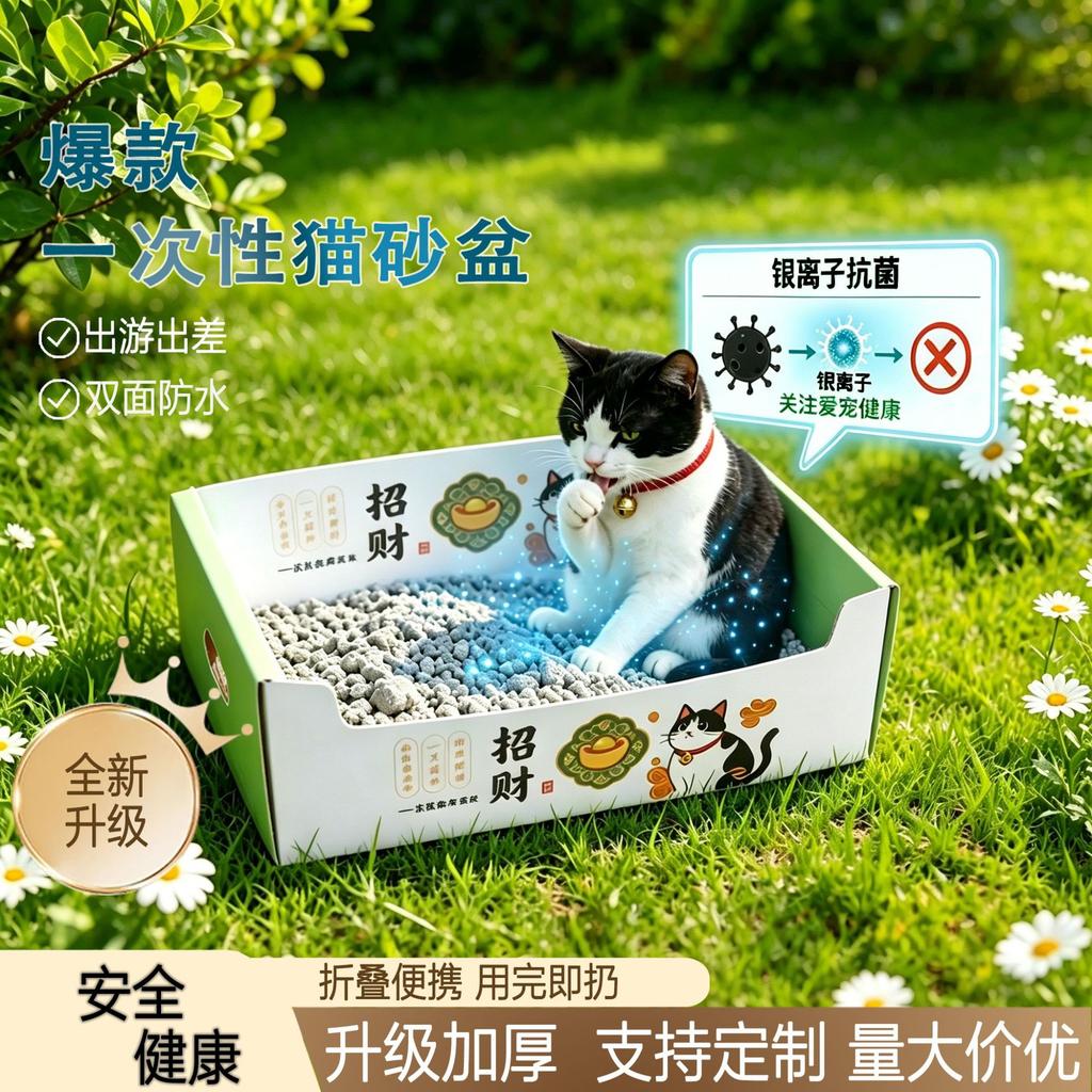Large Disposable Portable Foldable Cat Litter Box Temporary Cat Toilet