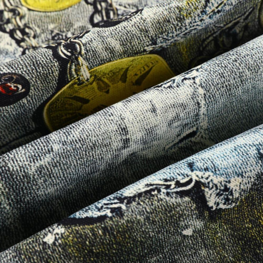 ZYLLO Herr Hög Street Oversized Hip Hop Jeans Byxor 3D-tryckta Vintage Denimbyxor Mode Streetwear Målade Raka Jeans