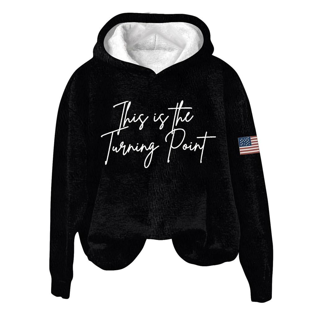 Ladies Fashion Casual Long Sleeve Printed Round Neck Hoodie Pullover Top