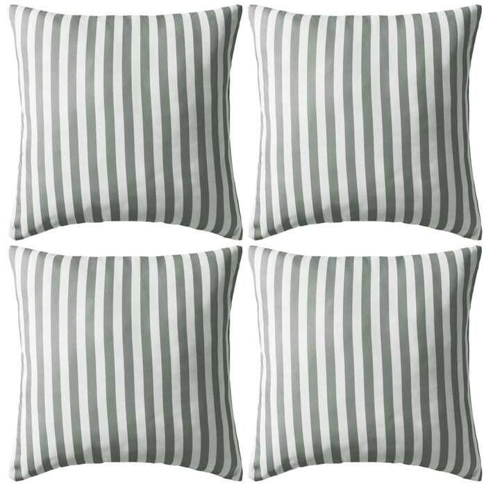 VidaXL Oreiller d'extérieur 4 pcs Impression rayure 45 x 45 cm Gris