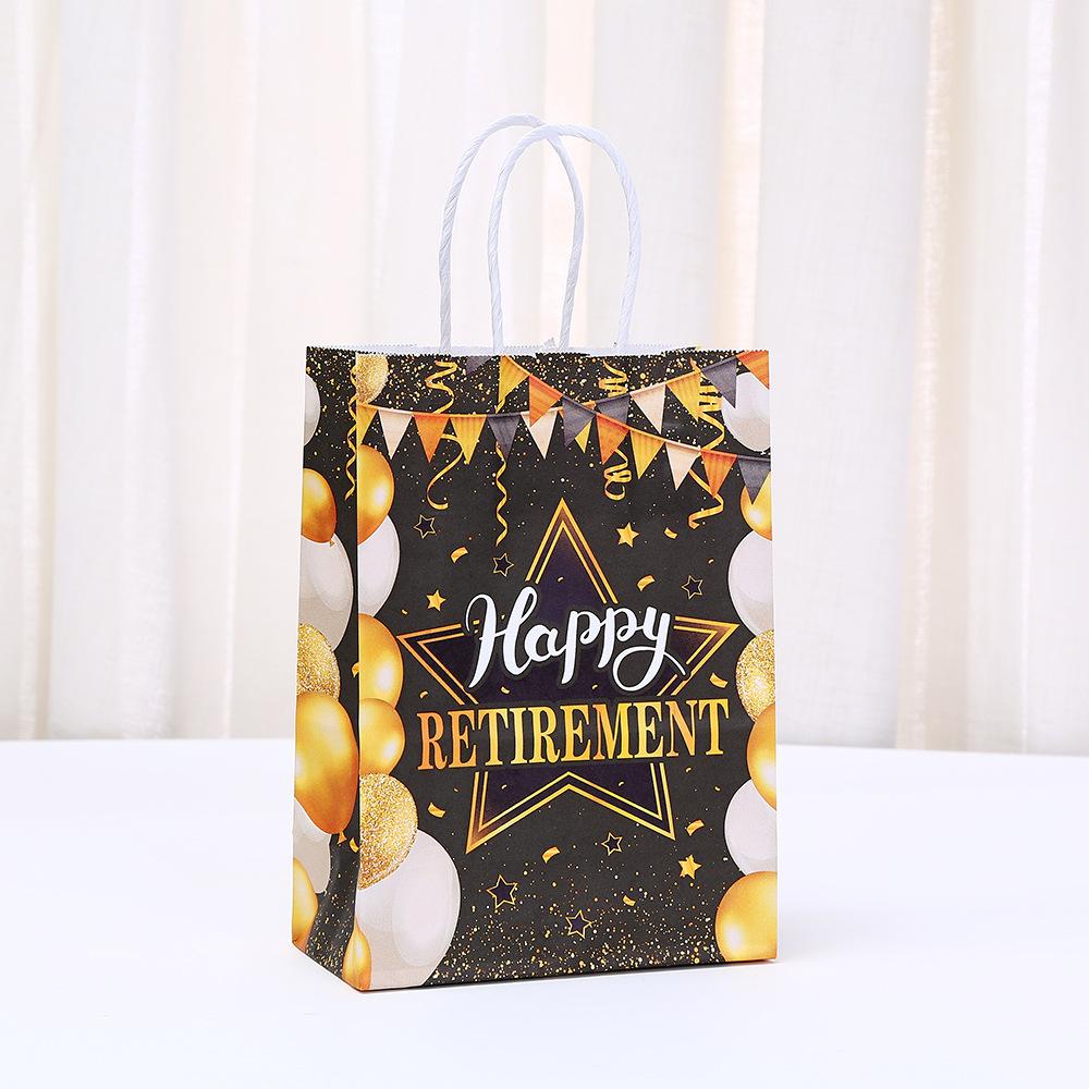 StoBag 2026 NEW retirement party black gold paper bag gift wrapping bags for sweets packaging thank you candy birthday gift