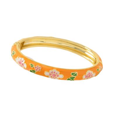 Elegant Enamel Bracelet Colorful Alloy Cloisonne Bangle Ethnic Floral Motifs Vintage Dropped Glaze Bracelet Party Jewelry
