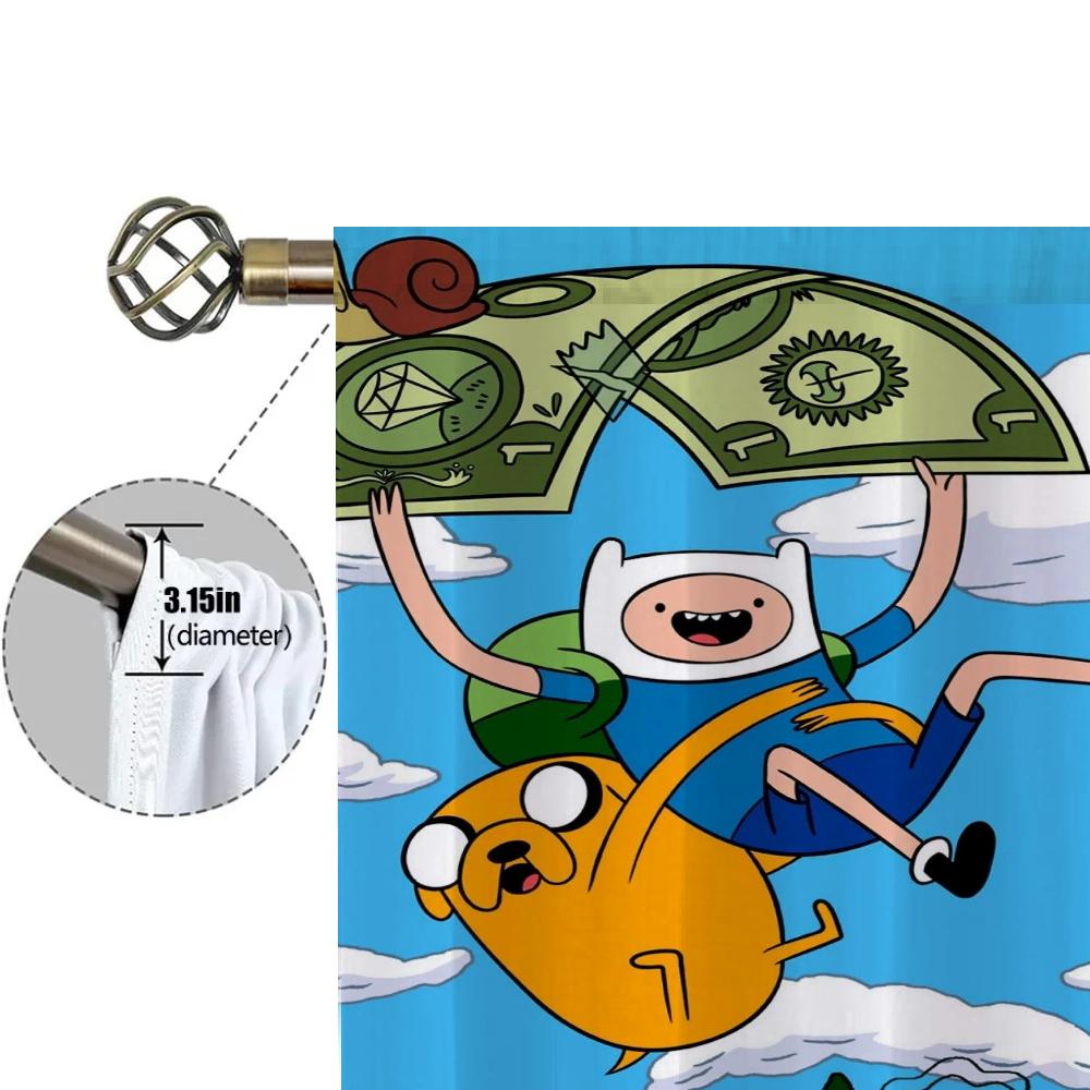 Zasłony Okienne Kuchenne do Salonu 2 Sztuki Zasłony Zaciemniające Zasłona na Drzwi A-adventure Time Przegroda Dekoracja Sypialni