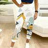 Women Plus Size White Cartoon Construction Vehicle Printed Drawstring Waist Jogger Pants Side Pockets Cuffed Ankle