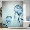 Modern Blue Jellyfish Shower Curtain Bath Decor With Tassels Polyester Fabric For Bathroom Soft And Durable Ideal Gift