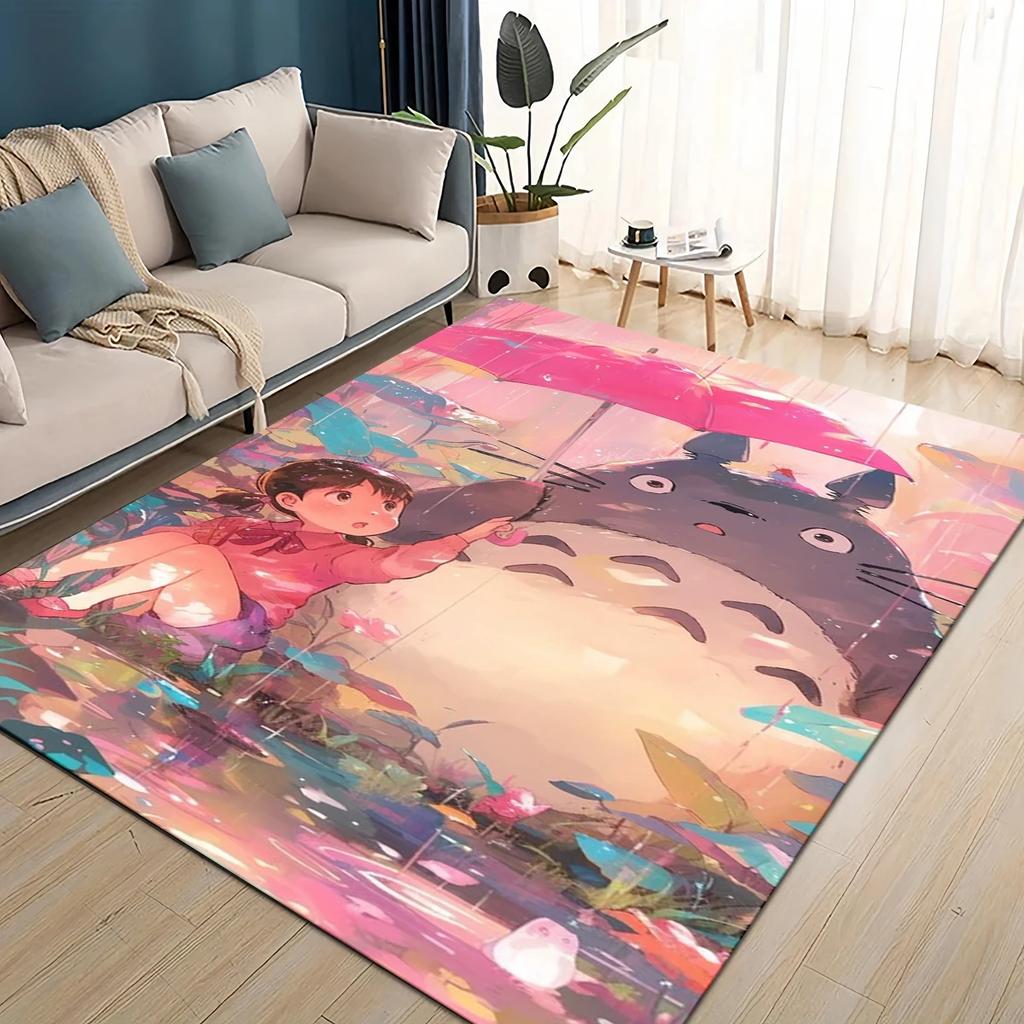 3D T-Totoros Cartoon Area Rug,Carpet Rug for Living Room Children's Bedroom Sofa Doormat Decor,kids Play Non-slip Floor Mat