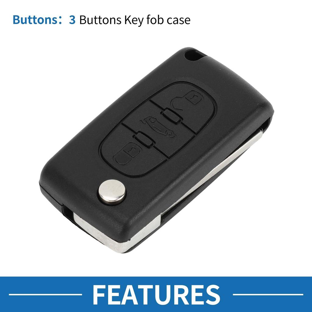 [A ABSOPRO] Compatible with Peugeot 3 Button Key Shell Case Keyless Entry Remote Key Case Replacement for 207