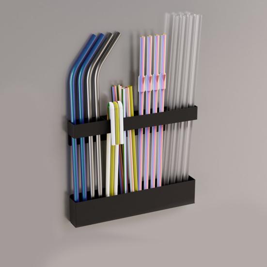 Magnetic Straw Holder Reusable Tumbler Straws Storage Dispenser Large Capacity Easy to Install Space-Saving Straw Organizer
