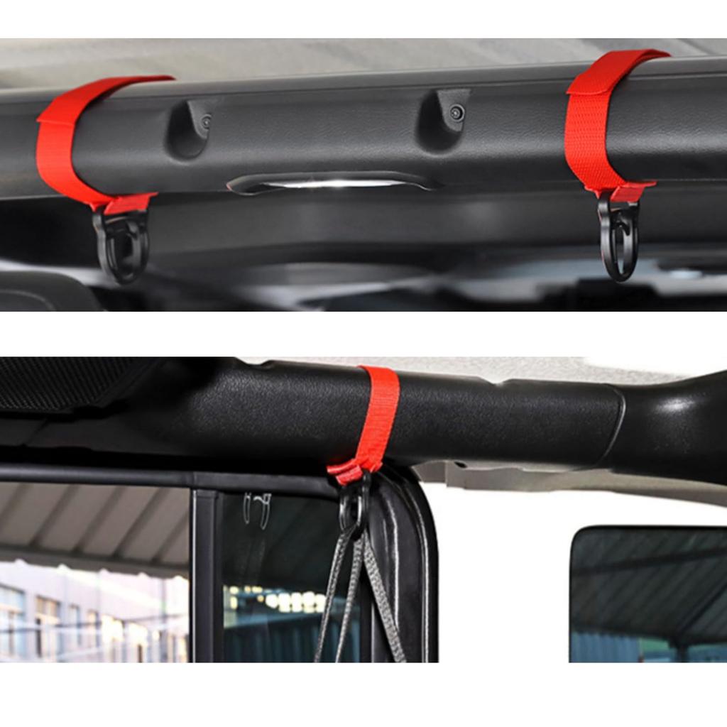 Aufhängehaken für Überrollbügel, 2er-Set, Auto-Aufbewahrungshaken, zum Aufhängen, erhöht die Staukapazität, praktisches Zubehör (rot)