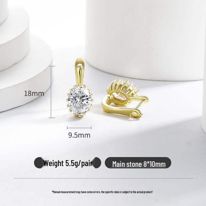 Stylish Oval Diamond Eight-Heart, Eight-Arrow Earrings for Women - European & American Design