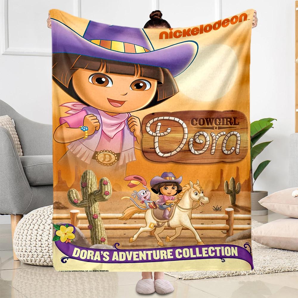 Dora Explorer Blanket Soft Warm Cozy Great for Office Picnics Livingroom All-Season Use Playful Design Ideal Gift For Birthday Valentine'S Day