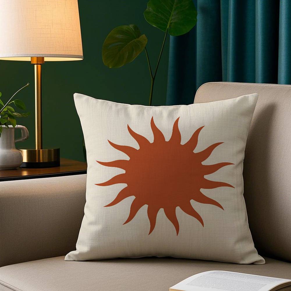Retro Modern Sonnensonnensitzkissenbezug Kurzer Plüsch Druck Kissenbezug Quadratisch Dekokissenbezüge Sofa Heimdeko