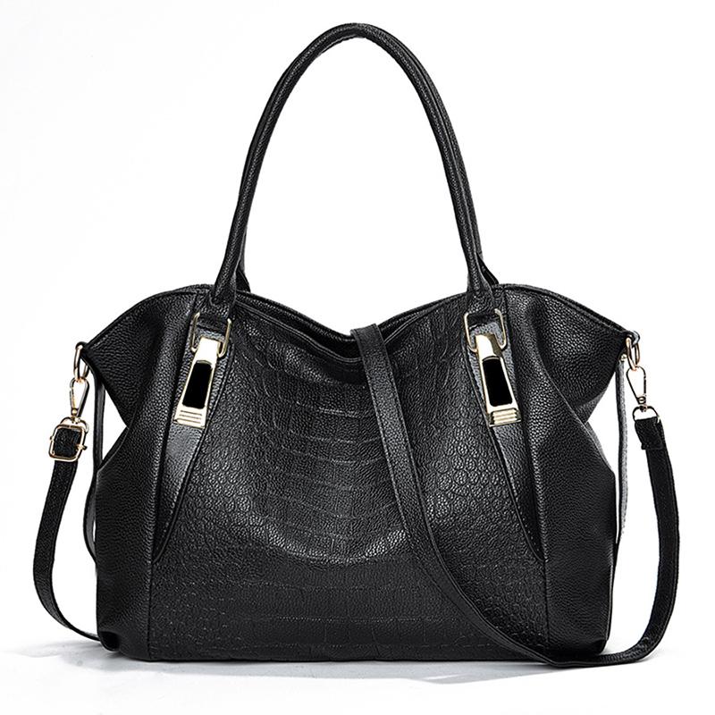 2025 Neue Damenhandtasche aus weichem Leder mit großem Fassungsvermögen im Retro-Stil, einfarbig, Krokodil-Schultertasche, temperamentvoll, Joker, Umhängetasche