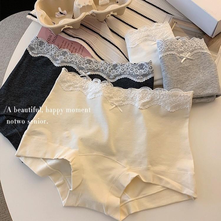 Women's Flat Corner Underwear Cotton Extended Crotch Lace Edge Wrapped Underwear Women's Underwear