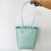 Bucket bag hand-woven contrasting color vegetable basket creative hand basket photo vacation leisure women's bag