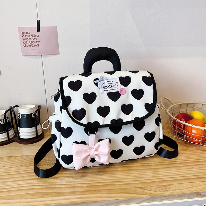 Oxford Fabric Heart Shaped Backpack With Striped Pattern For Casual Daily Use