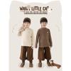 Youyou Boys' Cat Embroidered High-Neck Thermal Long-Sleeve T-Shirt
