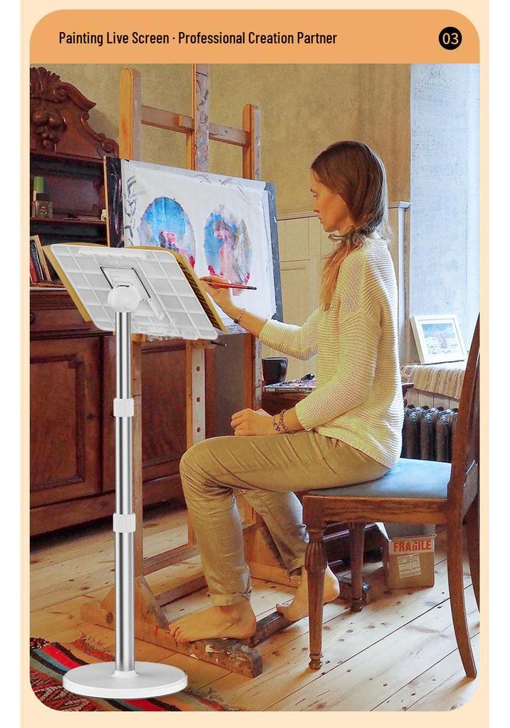 Adjustable Floor-standing Reading Stand with Telescopic Bookshelf