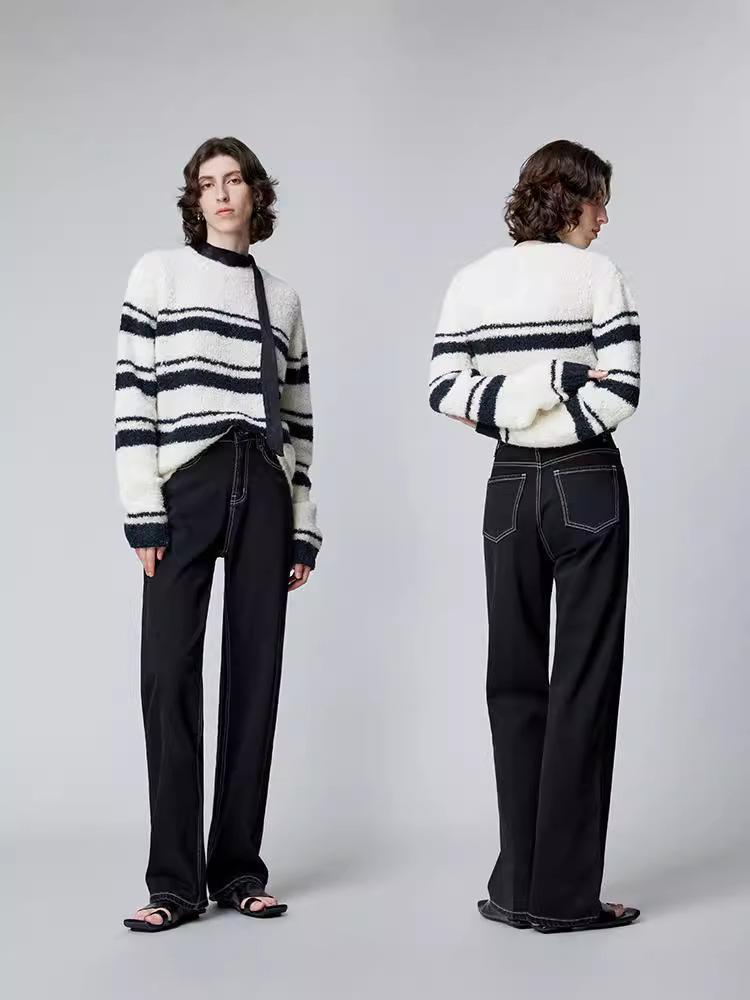 

2024 Women s Autumn High Street Comfortable Loose Drapey Floor-Length Jeans 29