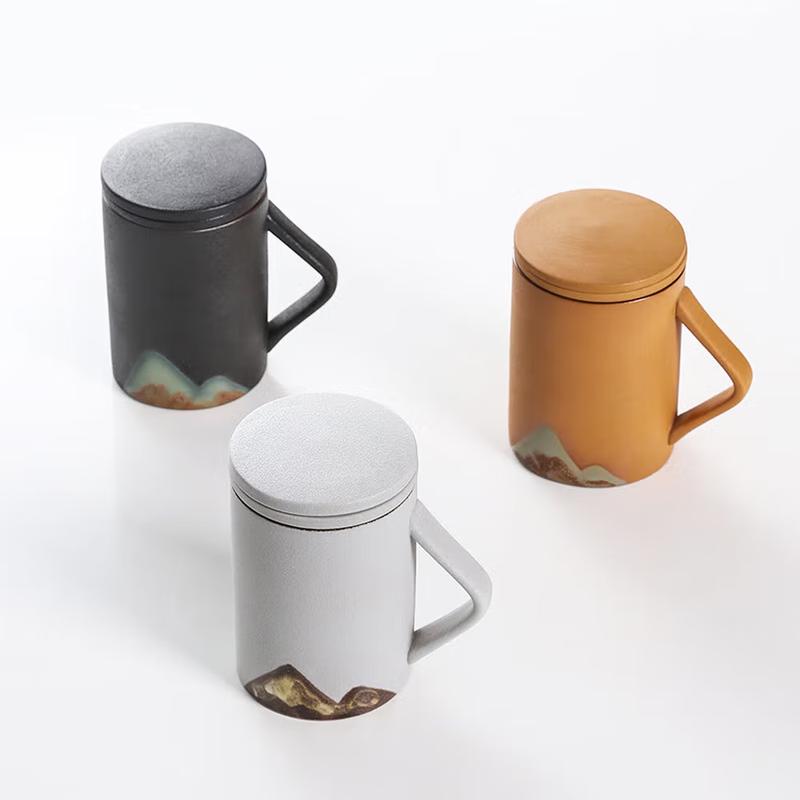 Yunyan Japanese Style Ceramic Tea Mug with Lid and Filter
