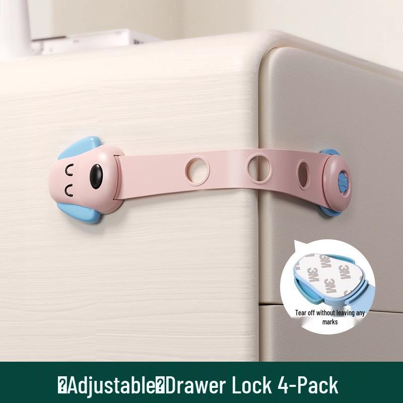 Children's Adjustable Safety Lock for Drawers, Cabinets, and Refrigerators - Anti-Pinch, Transparent, Baby-Proof Latch.