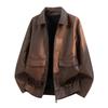 New PU leather jacket for men, American vintage workwear style, tough relaxed style, old money street style, minimalist