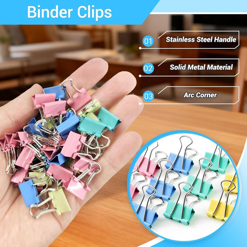 120 Pcs Small Binder Clips Assorted Colored, 0.75in/19mm Mini Binder Paper Clips, Paper Clamps for Office Supplies, Home, School,Business Document