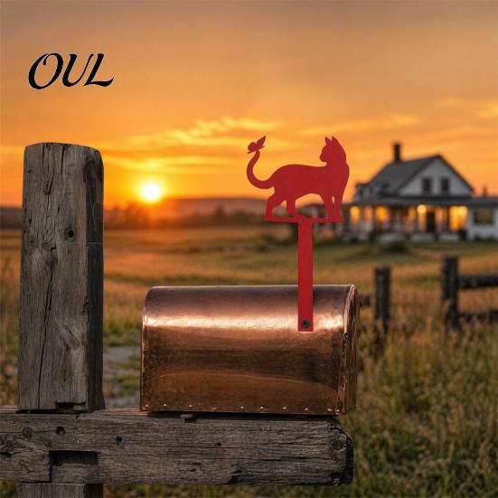 Decorative Mailbox Plate Yard Iron Signage with Fixed Holes, Metal Cat Butterfly Decoration, Sign Outdoor for Wood Leather Mailboxes