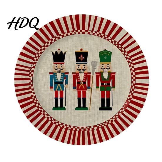 Round Christmas Placemat Placemat 14 Inch Festive Pattern Anti Slip Tabletop Protector Tableware Heat Insulation Place Mat for Dining Table Kitchen