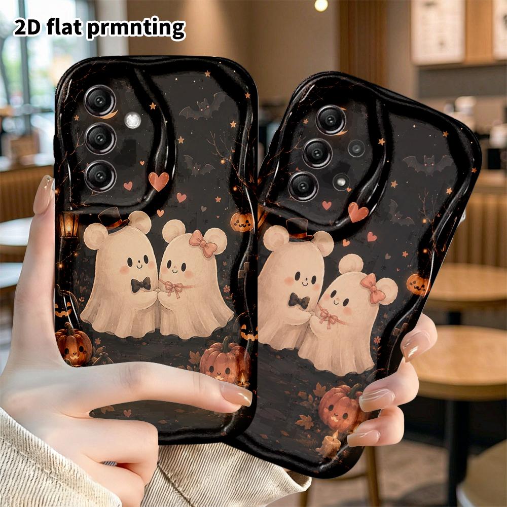 Phone Case: 2D Flat Samsung Galaxy A34 A35 M05 M06 S20 S22 S21 FE Plus 5G Protective Case, Ghost Teddy Bear, Christmas and Halloween Gifts