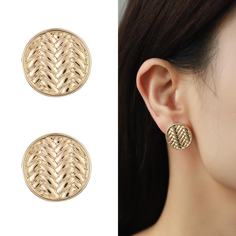 Pinkdudu Simple Metal Gold Round Drop Earrings Geometric Stud Earrings Jewelry Gift PD1995