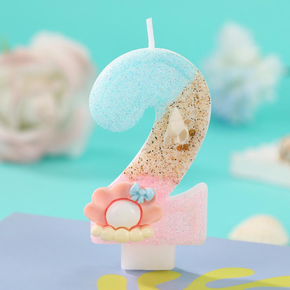 

Original Birthday Candle for Girl Pink Pearl Seashell Birthday Candles Ocean Theme Decoration for Cake Party