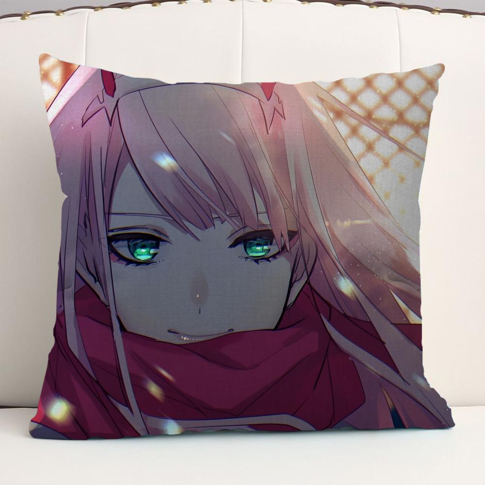 Darling In The FranXX Zero Zero Two Cushion Cover Car Throw Pillow Case For Sofa Car Christmas Gift 40x40cm 45x45cm