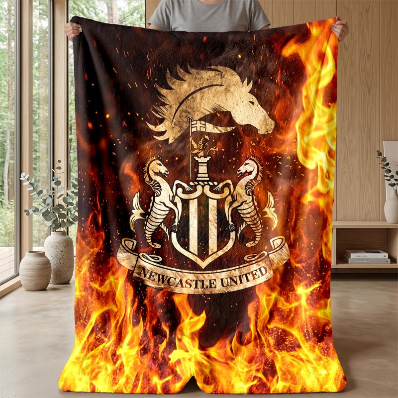 Coperta in Flanella con Stampa del Newcastle United Football, Coperta Morbida Calda Leggera per Divano Letto Campeggio