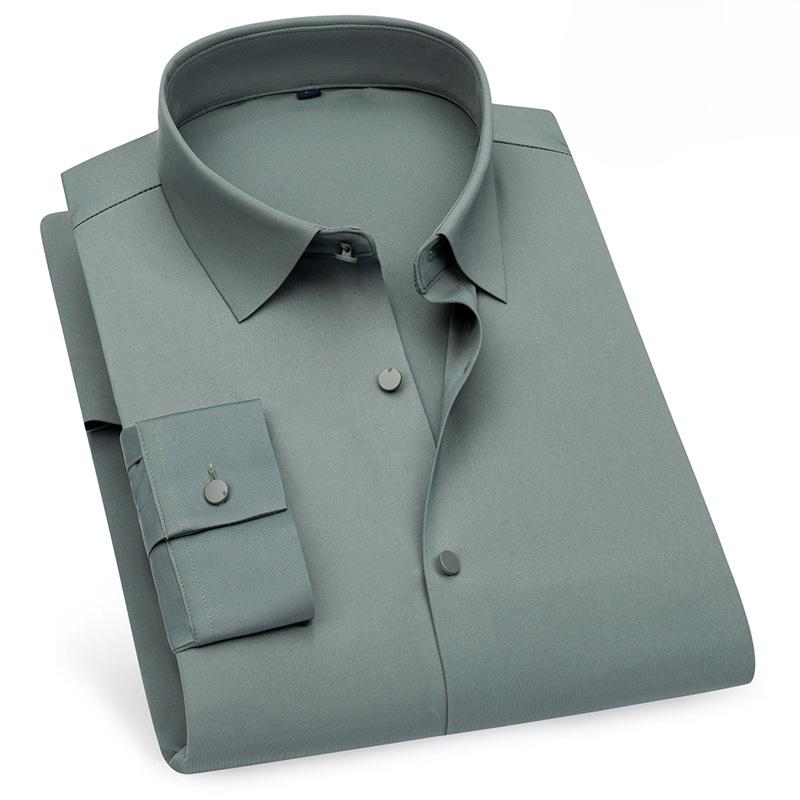 Brokát Amoniak Čtyřstranný Elastický Bezešvý Košile Pánská Dlouhý rukáv Nežehlivá Ležérní Business High-end Módní Košile