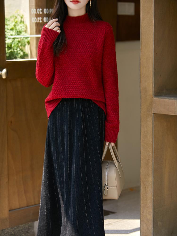 Pulover de damă din cașmir Qinghe cașmir 50% mătase 50% lână pulover din cașmir de toamnă și iarnă moale și calduroasă